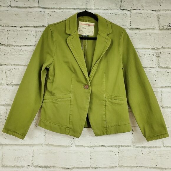 Cartonnier green jean jacket one button blazer - Picture 1 of 9
